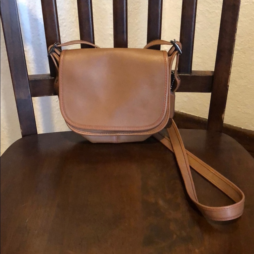 Coach Tan & Orange Flap Crossbody